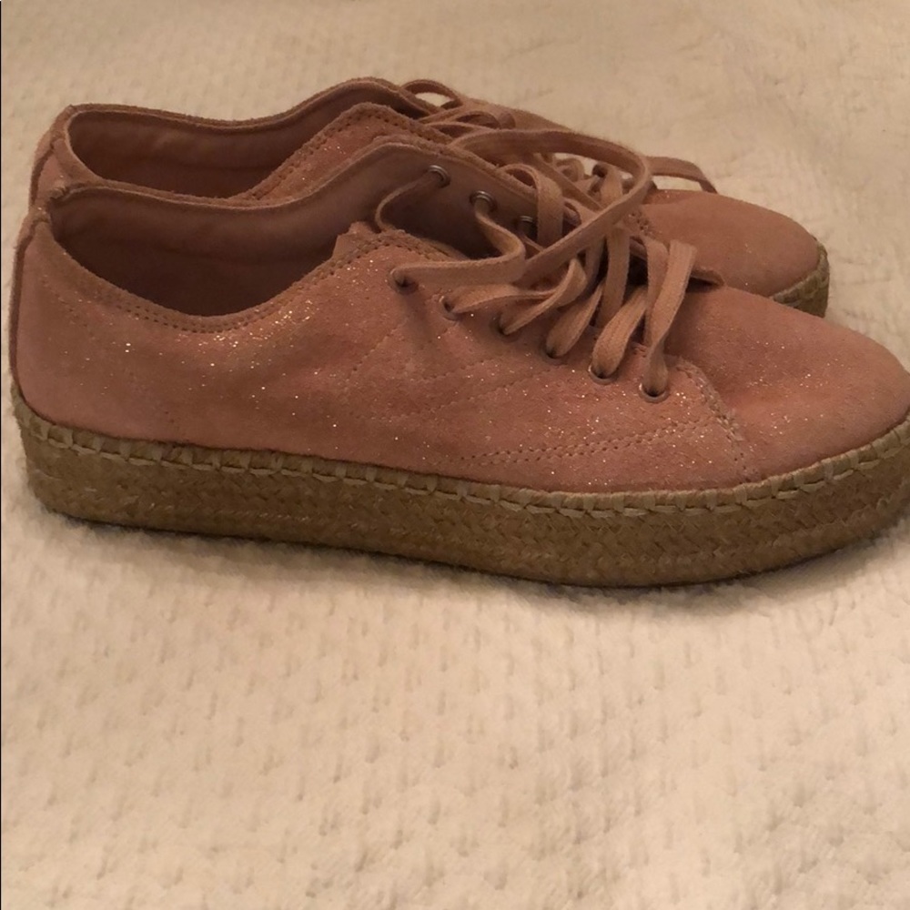 Tretorn blush & gold espadrille style lace ups